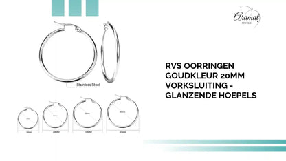 RVS Oorringen Goudkleur 20mm Vorksluiting - Glanzende Hoepels by@Outfy