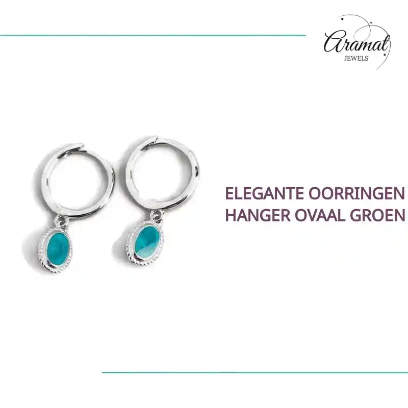 Elegante Oorringen Hanger Ovaal Groen by@Outfy