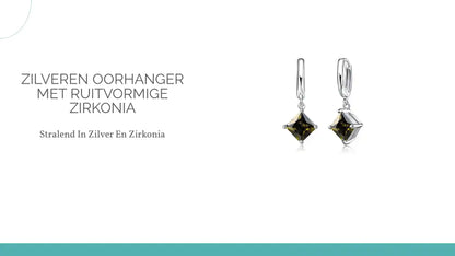 Zilveren Oorhanger met ruitvormige zirkonia by@Outfy