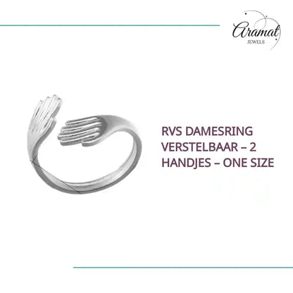 RVS Damesring Verstelbaar &ndash; 2 Handjes &ndash; One Size by@Outfy