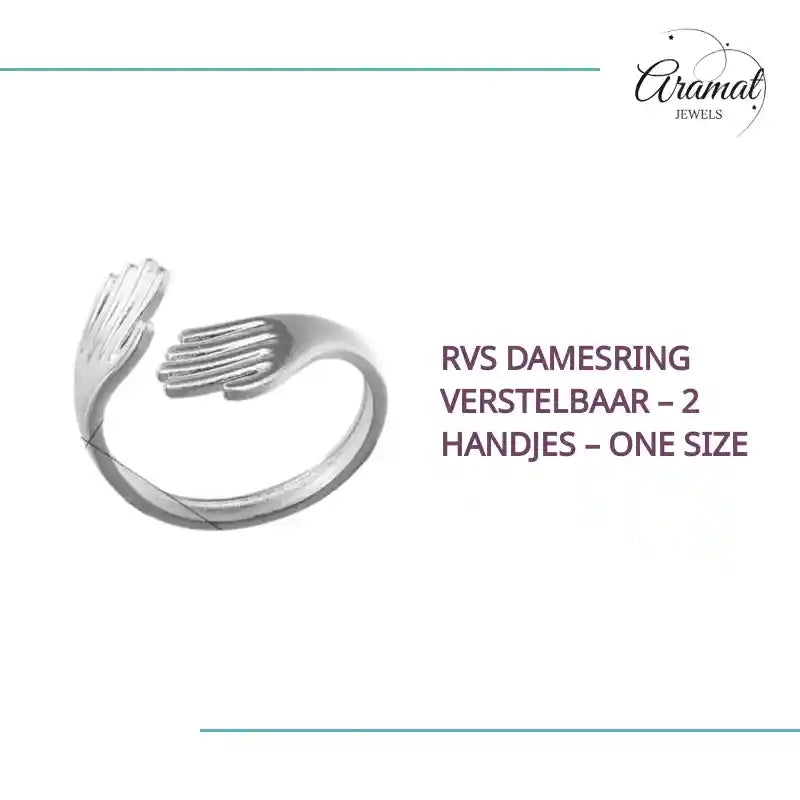 RVS Damesring Verstelbaar &ndash; 2 Handjes &ndash; One Size by@Outfy