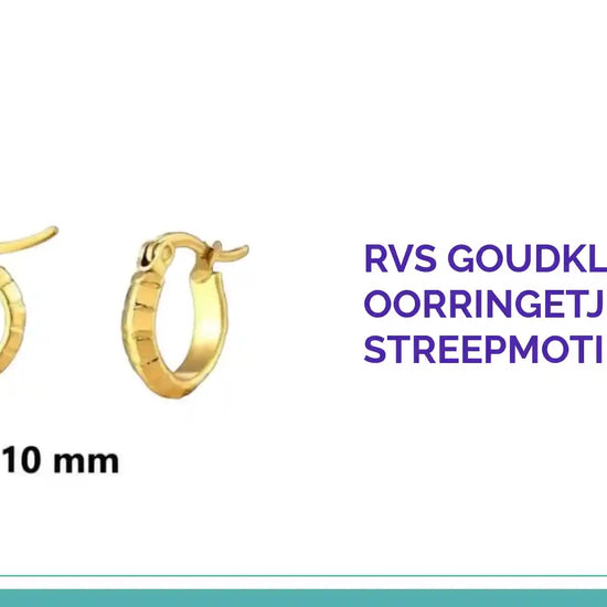 RVS Goudkleurige Oorringetjes 10mm- streepmotief by@Outfy
