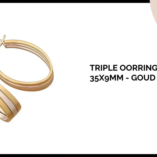 Triple Oorringen Ovaal 35x9mm - Goud &amp; Zilver by@Outfy