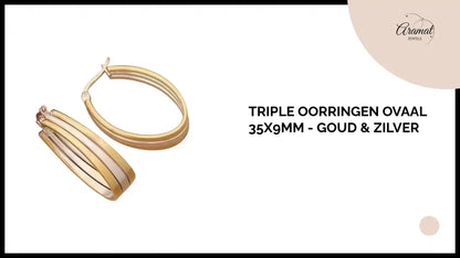 Triple Oorringen Ovaal 35x9mm - Goud &amp; Zilver by@Outfy