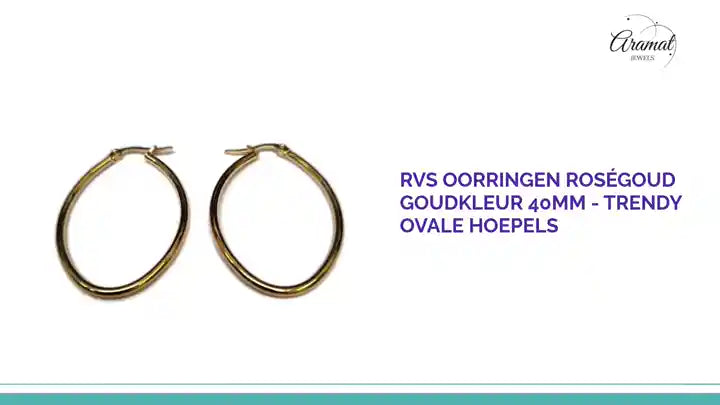 RVS Oorringen Ros&eacute;goud Goudkleur 40mm - Trendy Ovale Hoepels by@Outfy