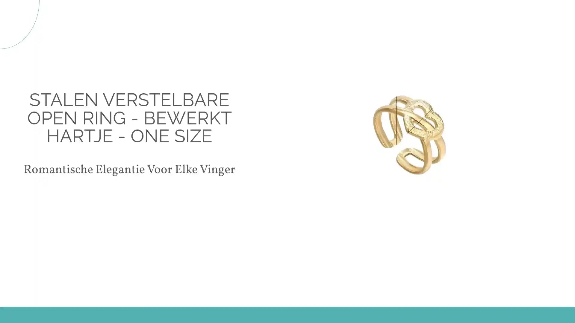 Stalen Verstelbare Open Ring - Bewerkt Hartje - One Size by@Outfy