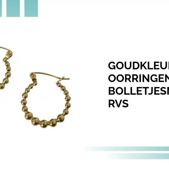 Goudkleurige Ronde Oorringen 18mm &ndash; Bolletjesmotief &ndash; RVS by@Outfy