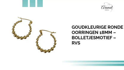 Goudkleurige Ronde Oorringen 18mm &ndash; Bolletjesmotief &ndash; RVS by@Outfy