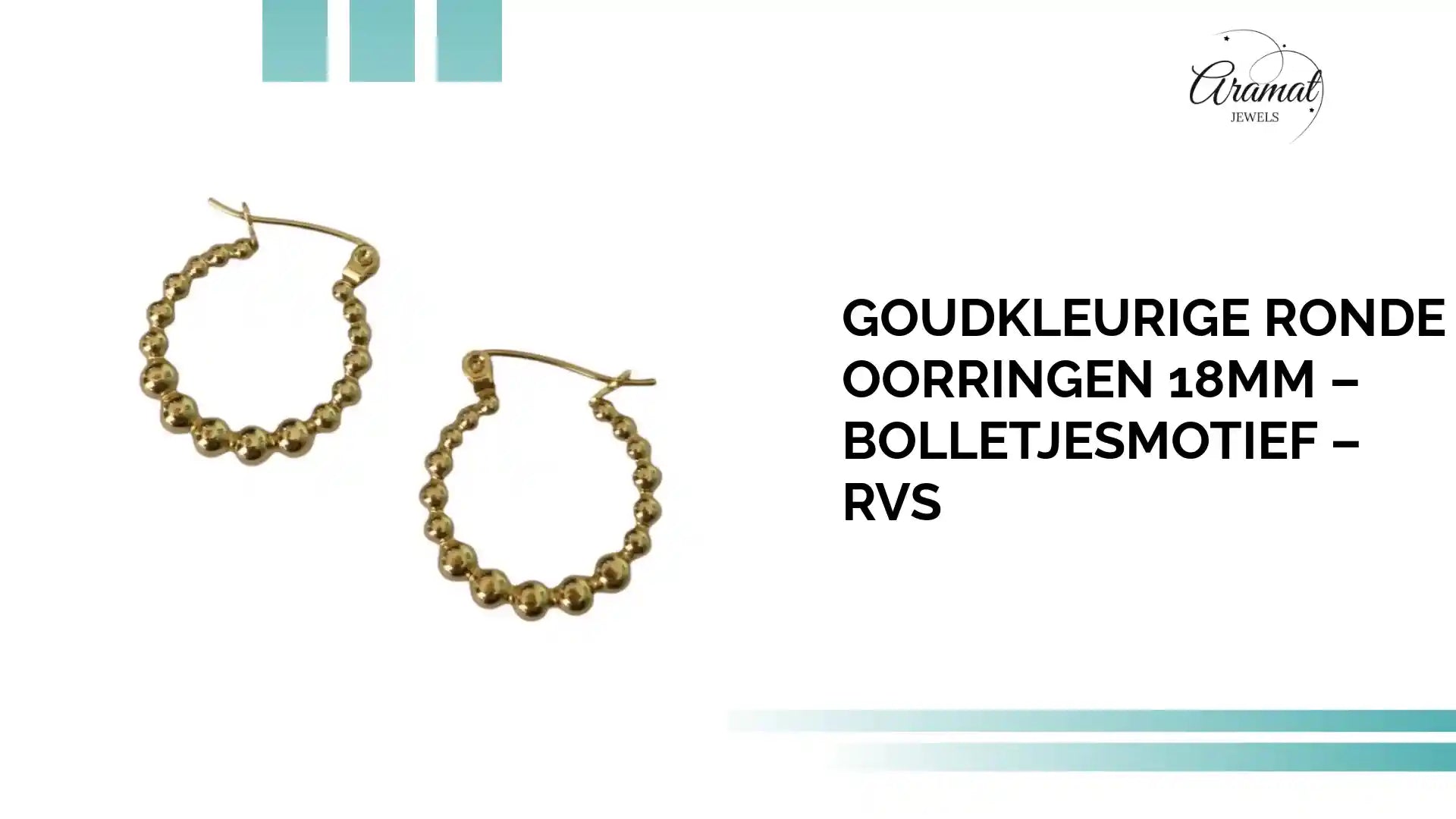 Goudkleurige Ronde Oorringen 18mm &ndash; Bolletjesmotief &ndash; RVS by@Outfy