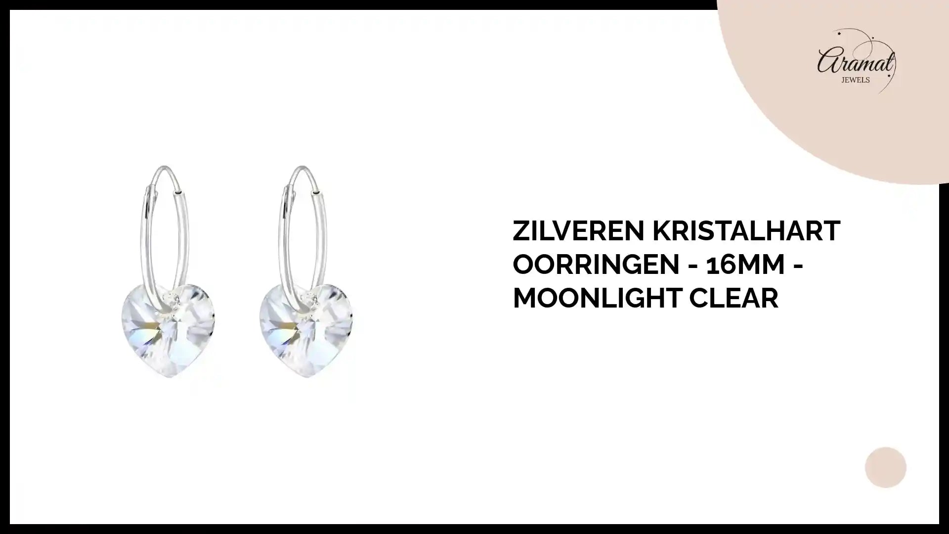 Zilveren Kristalhart Oorringen - 16mm - Moonlight Clear by@Outfy