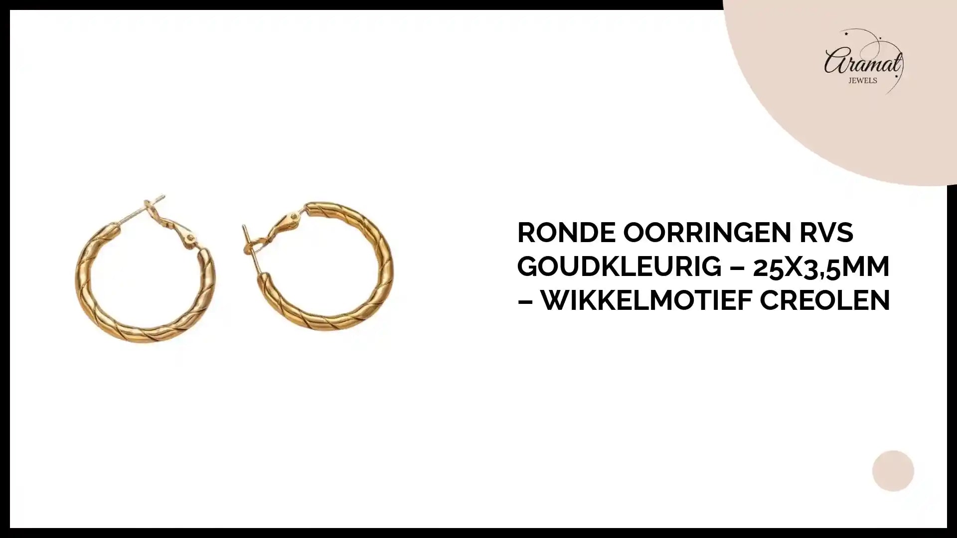 Ronde Oorringen RVS Goudkleurig &ndash; 25x3,5mm &ndash; Wikkelmotief Creolen by@Outfy