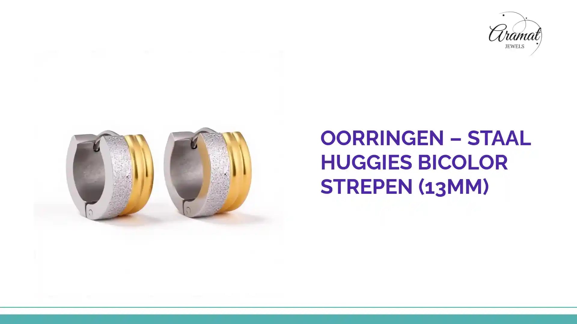 Oorringen &ndash; Staal Huggies Bicolor Strepen (13mm) by@Outfy