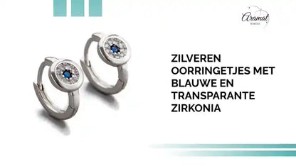 Zilveren Oorringetjes met Blauwe en Transparante Zirkonia by@Outfy