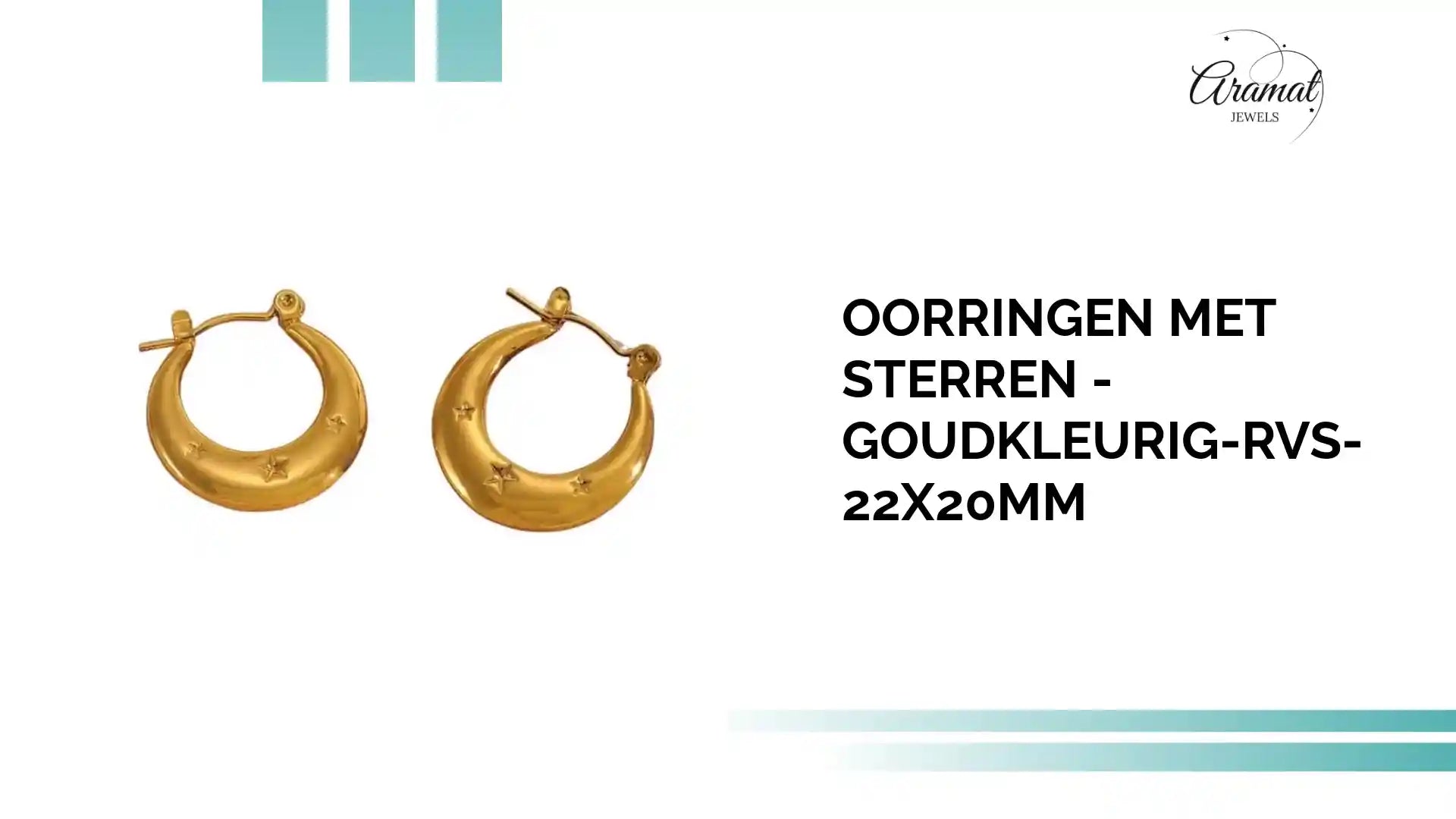 Oorringen met sterren -goudkleurig-rvs-22x20mm by@Outfy
