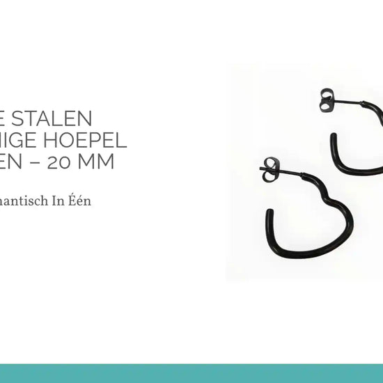 Zwarte Stalen Hartvormige Hoepel Oorbellen &ndash; 20 mm by@Outfy