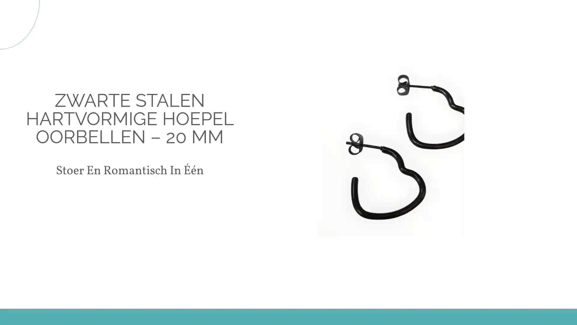 Zwarte Stalen Hartvormige Hoepel Oorbellen &ndash; 20 mm by@Outfy