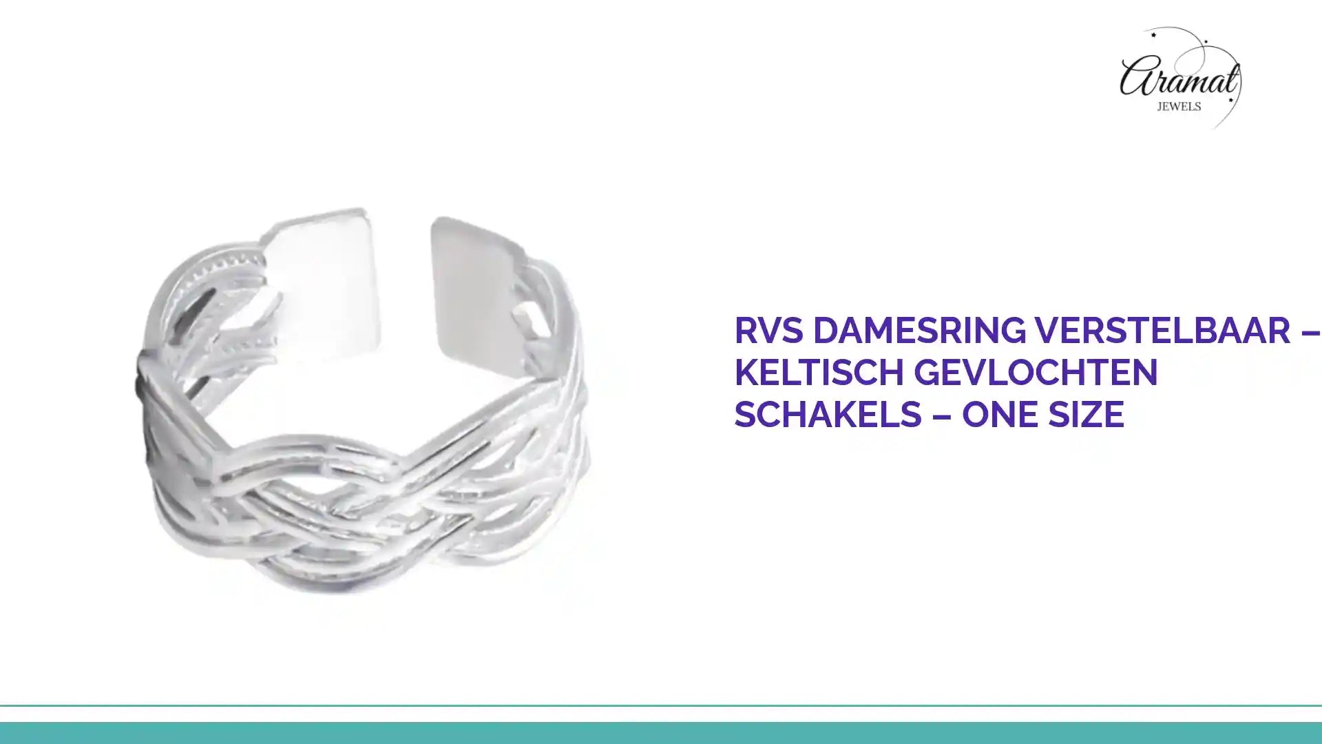 RVS Damesring Verstelbaar &ndash; Keltisch Gevlochten Schakels &ndash; One Size by@Outfy