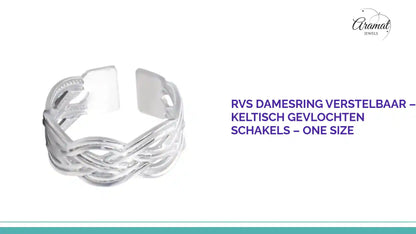 RVS Damesring Verstelbaar &ndash; Keltisch Gevlochten Schakels &ndash; One Size by@Outfy