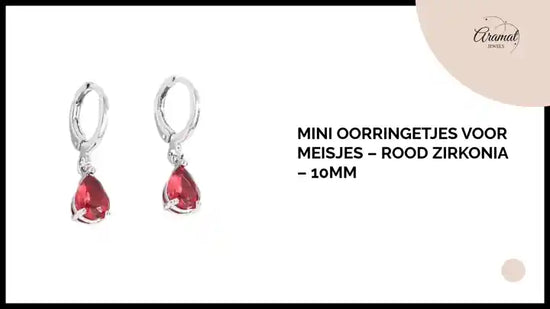 Mini Oorringetjes voor Meisjes &ndash; Rood Zirkonia &ndash; 10mm by@Outfy