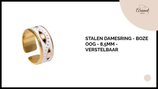Stalen Damesring - Boze Oog - 8,5mm - Verstelbaar by@Outfy