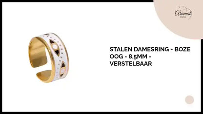 Stalen Damesring - Boze Oog - 8,5mm - Verstelbaar by@Outfy