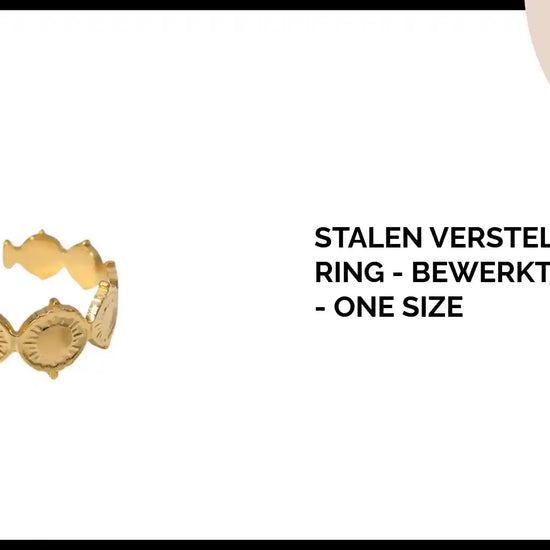 Stalen Verstelbare Ring - Bewerkte Cirkels - One Size by@Outfy