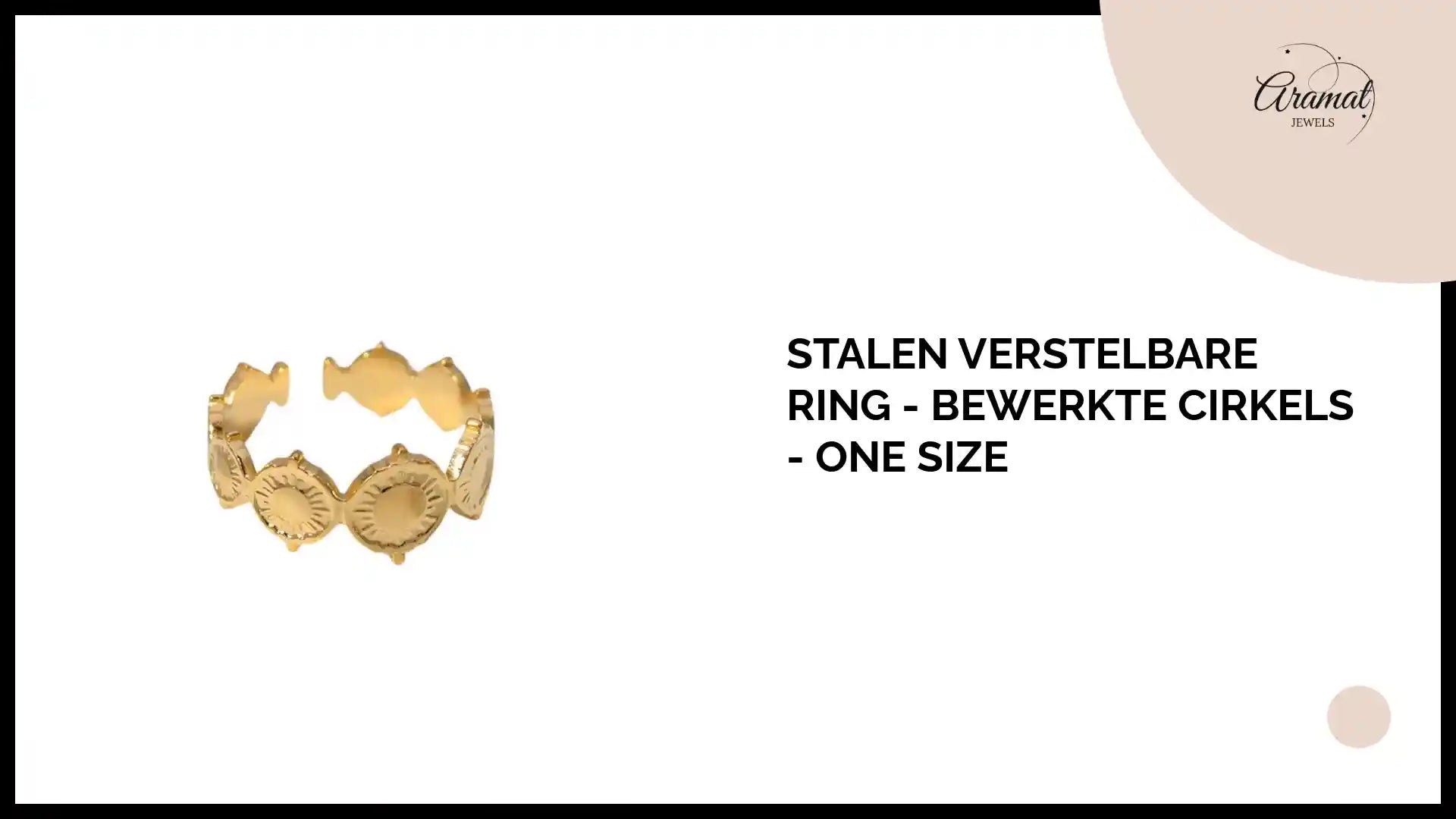 Stalen Verstelbare Ring - Bewerkte Cirkels - One Size by@Outfy
