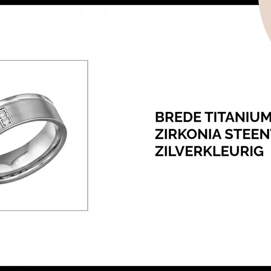 Brede Titanium Ring met Zirkonia Steentjes - Zilverkleurig by@Outfy
