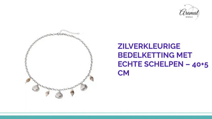 Zilverkleurige bedelketting met echte schelpen &ndash; 40+5 cm by@Outfy