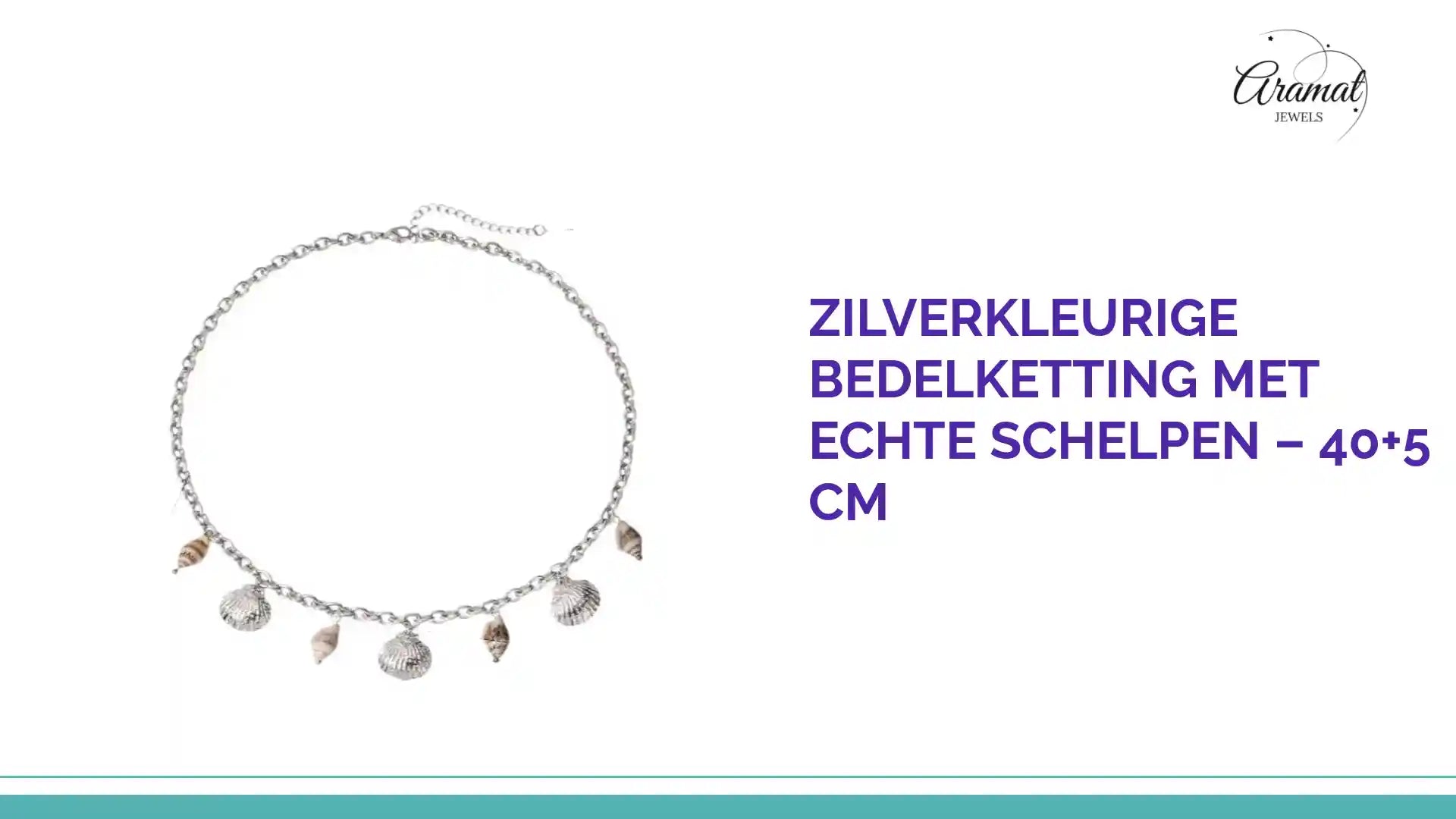 Zilverkleurige bedelketting met echte schelpen &ndash; 40+5 cm by@Outfy
