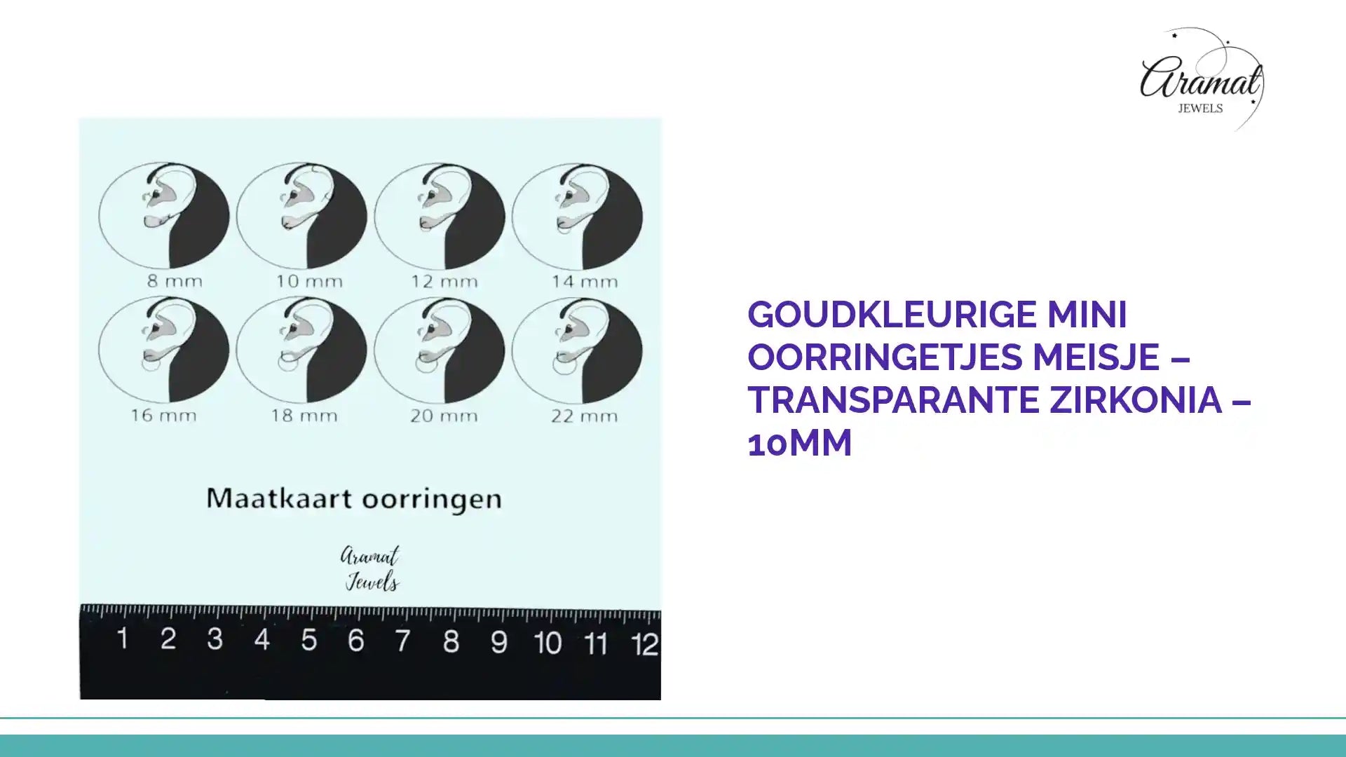 Goudkleurige Mini Oorringetjes Meisje &ndash; Transparante Zirkonia &ndash; 10mm by@Outfy