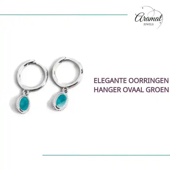 Elegante Oorringen Hanger Ovaal Groen by@Outfy