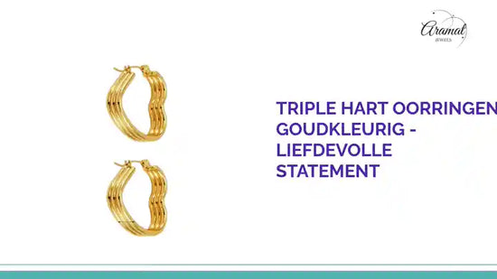 Triple Hart Oorringen Goudkleurig - Liefdevolle Statement by@Outfy