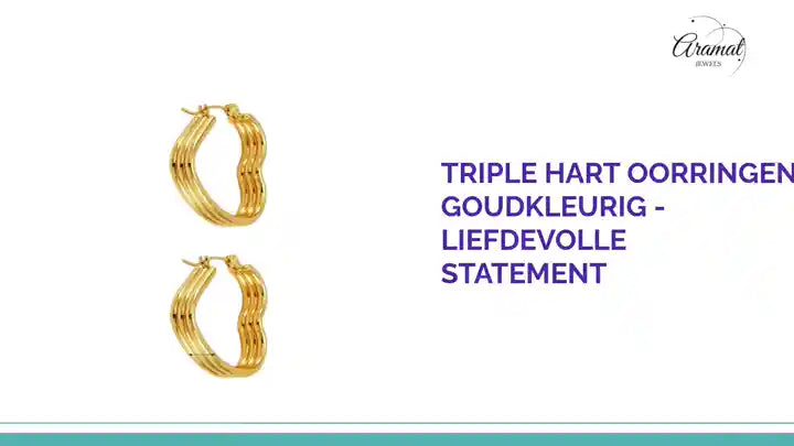 Triple Hart Oorringen Goudkleurig - Liefdevolle Statement by@Outfy