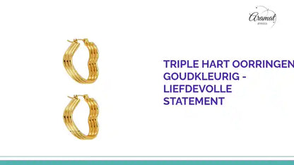 Triple Hart Oorringen Goudkleurig - Liefdevolle Statement by@Outfy