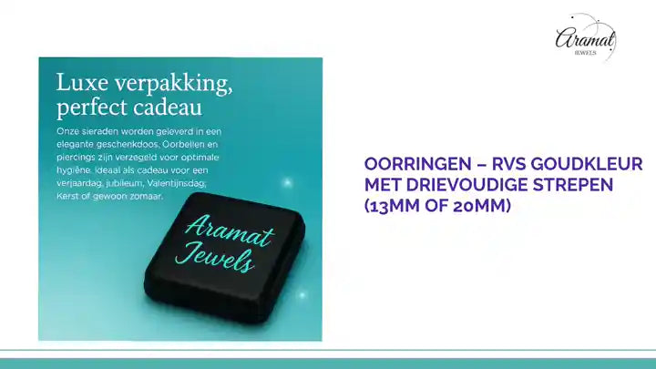 Oorringen &ndash; RVS Goudkleur met Drievoudige Strepen (13mm of 20mm) by@Outfy