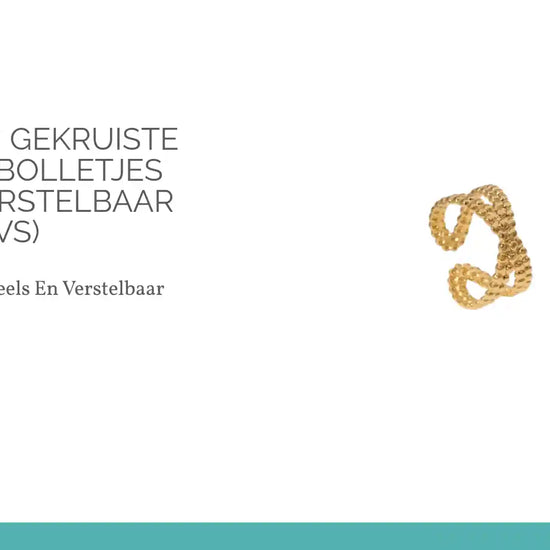 Open Ring Gekruiste Lijn met Bolletjes Reli&euml;f (Verstelbaar RVS) by@Outfy