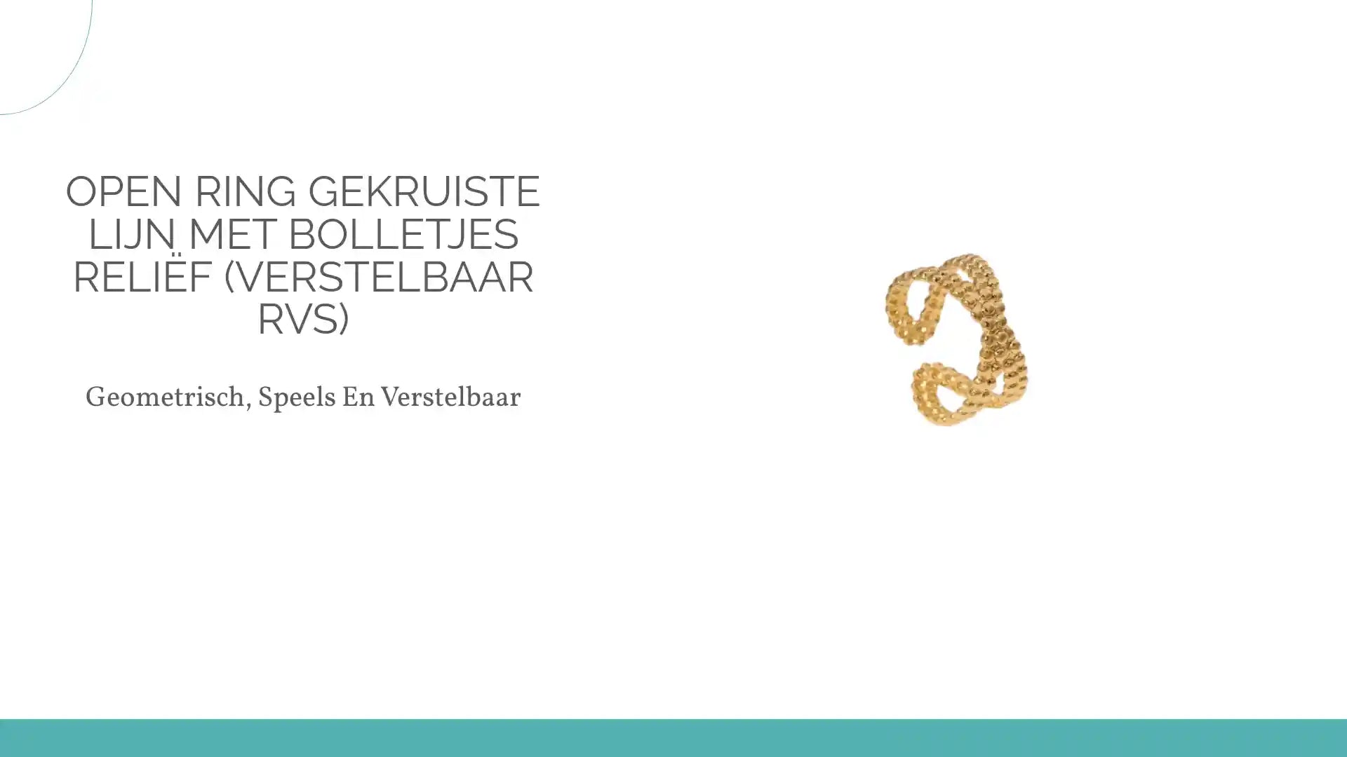 Open Ring Gekruiste Lijn met Bolletjes Reli&euml;f (Verstelbaar RVS) by@Outfy