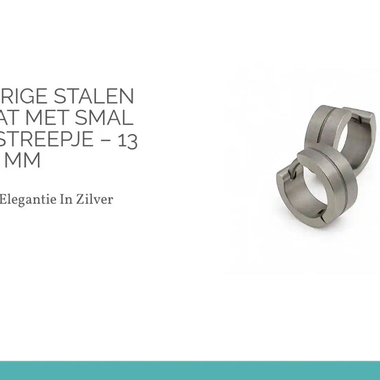 Zilverkleurige Stalen Huggies Mat met Smal Glanzend Streepje &ndash; 13 x 7 mm by@Outfy