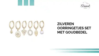 Zilveren Oorringetjes Set met Goudbedel by@Outfy