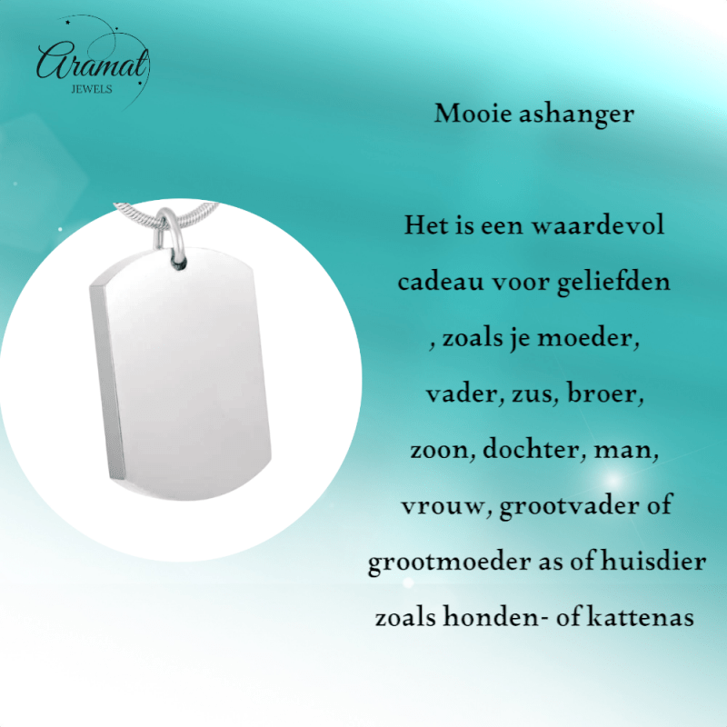 Rechthoek Ashanger Zilverkleur RVS 30×18 mm - hang293 - 8416 - Gedenkhangers kopen# - 30mm - alles - ashangers
