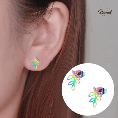 Regenboog blad oorbellen 11×7 mm - oor1959 - Oorbellen kopen# - 11mm - alles - blad