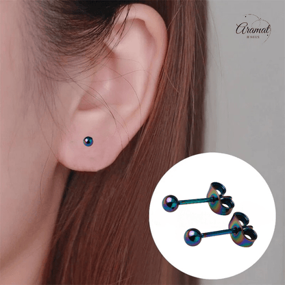 Regenboogkleurige bolletjes oorstuds 3 mm - oor4132 - Oorbellen kopen# - 3mm - alles - bolletjes