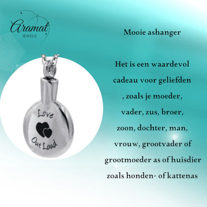 Ronde ashanger met hartjes – Love out loud - Aramat Jewels - Gedenkhangers - cadeautip