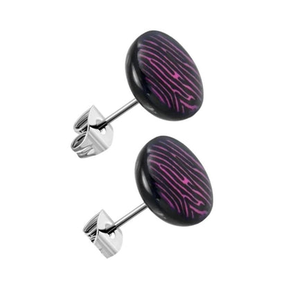 Ronde Zebra Print Oorbellen - 7mm Paars/Zwart - oor2684 - tte122 - Oorbellen kopen# - 7mm - acryl