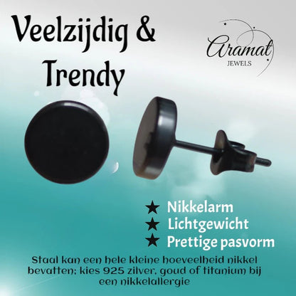 Ronde Zwarte Oorknopjes 5mm – RVS - oor3153 - Oorbellen kopen# - 5mm - alles - cadeau