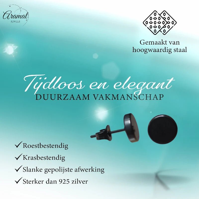 Ronde Zwarte Oorknopjes 5mm – RVS - oor3153 - Oorbellen kopen# - 5mm - alles - cadeau