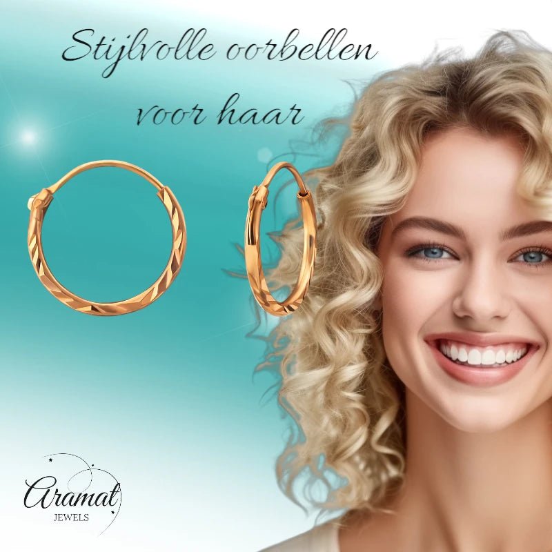 Rosé Goudkleurige Oorringetjes 925 Zilver| 12mm - oor4552 - 20029 - Oorringen kopen# - 1.2mm - 12mm - 925 Zilver