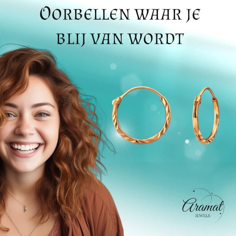 Rosé Goudkleurige Oorringetjes 925 Zilver| 12mm - oor4552 - 20029 - Oorringen kopen# - 1.2mm - 12mm - 925 Zilver
