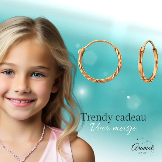 Rosé Goudkleurige Oorringetjes 925 Zilver| 12mm - oor4552 - 20029 - Oorringen kopen# - 1.2mm - 12mm - 925 Zilver